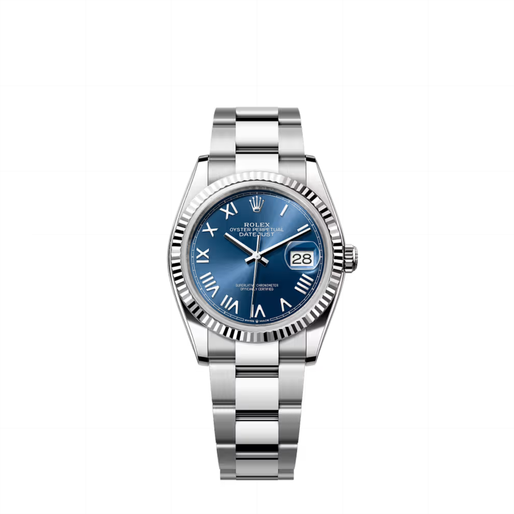 Rolex Datejust Steel Blue Roman Dial Fluted Bezel