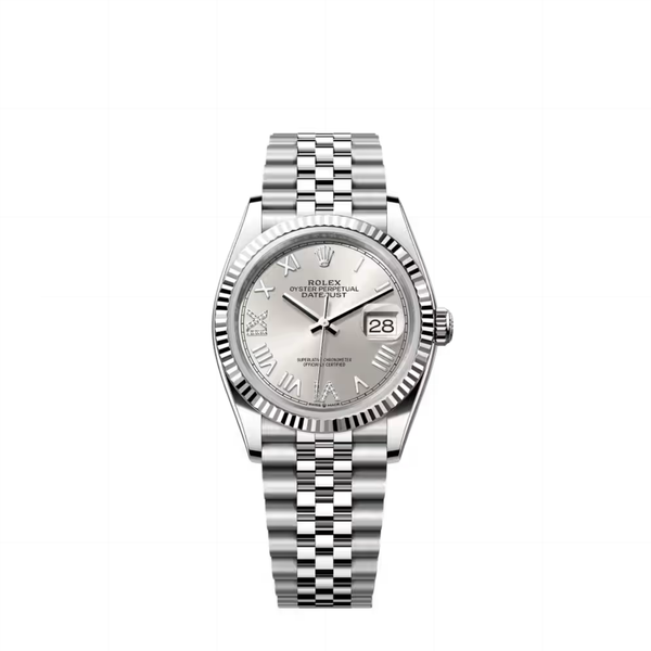 Rolex Datejust Steel Silver Roman Diamond Dial Jubilee