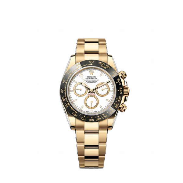 Rolex Daytona Yellow Gold White Dial Black Ceramic Bezel
