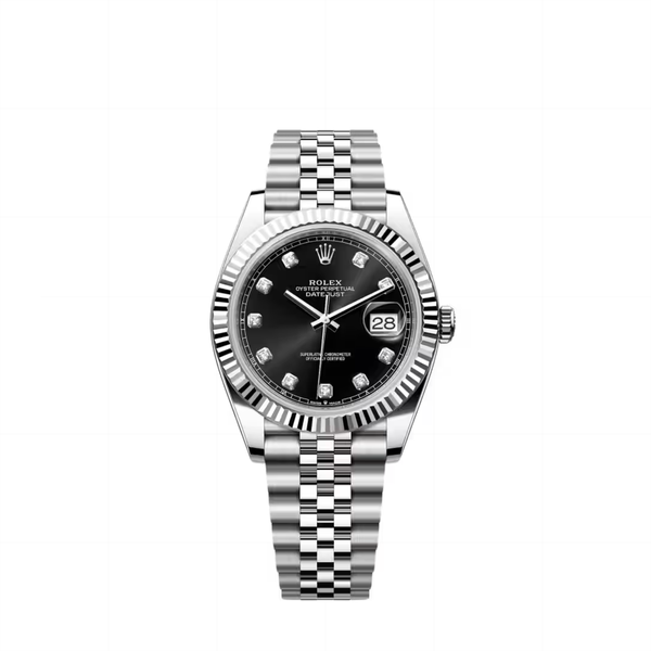Rolex Datejust Oystersteel and White Gold Black Diamond-Set Dial