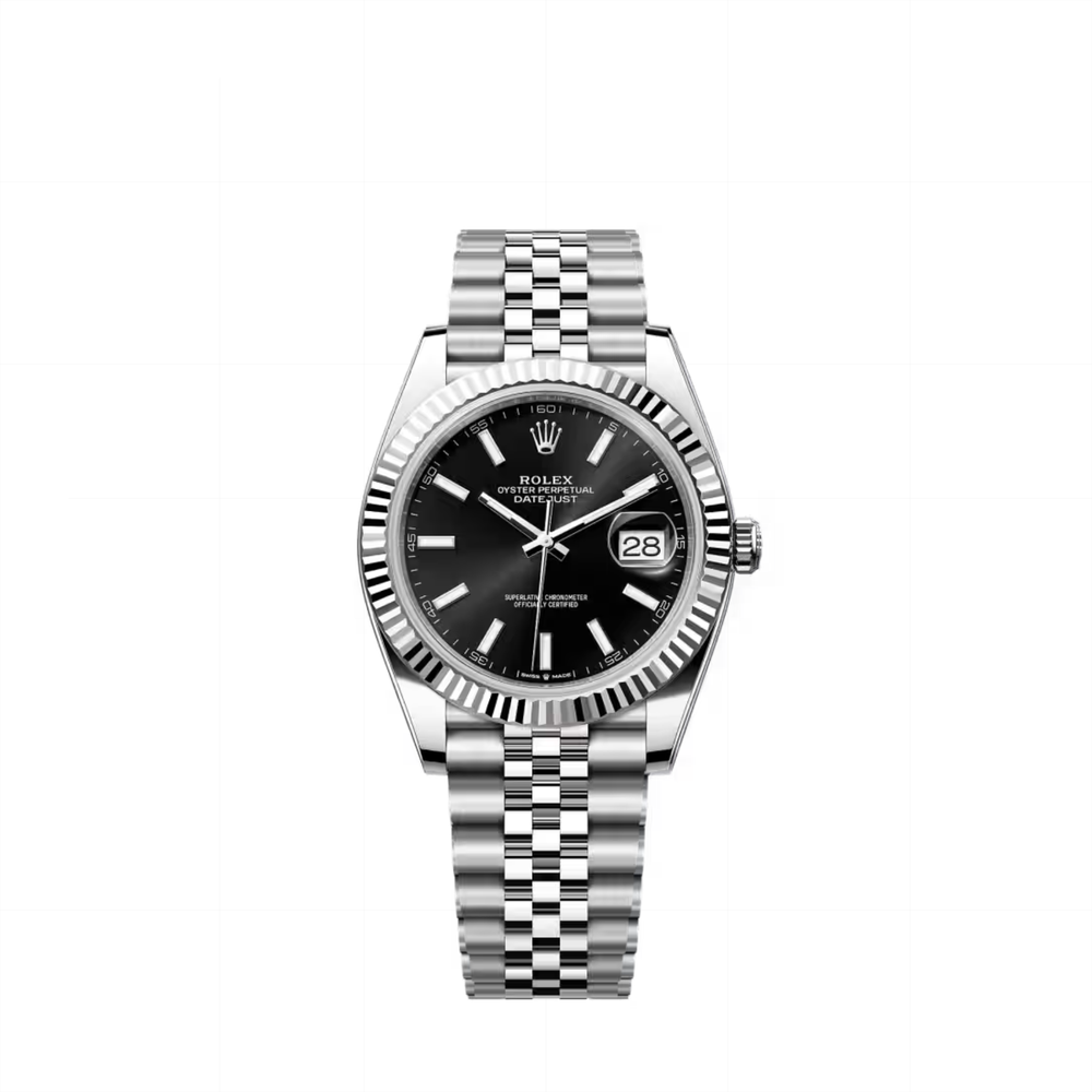 Rolex Datejust Steel Black Dial Fluted Bezel