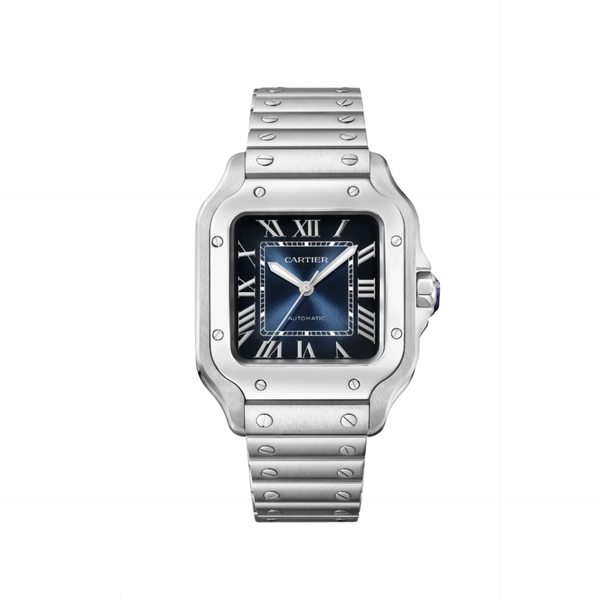 Cartier Santos Steel Blue Roman Dial
