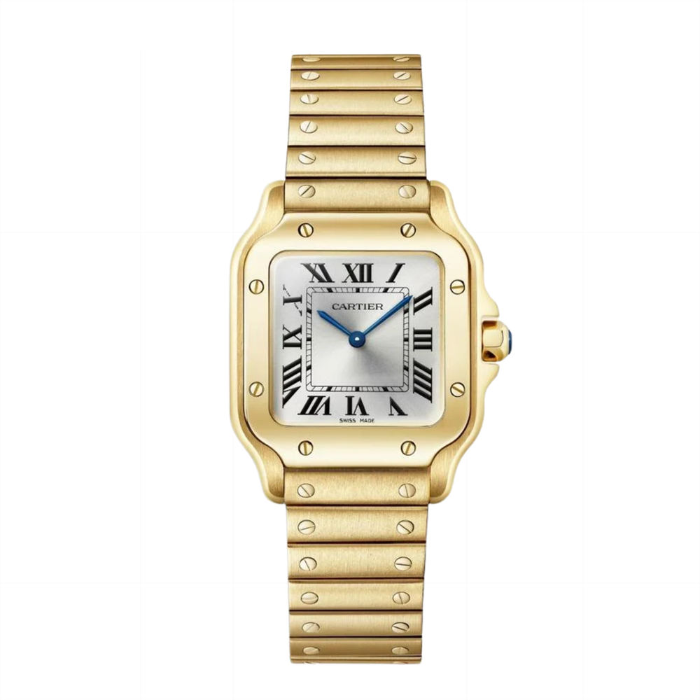 Cartier Santos Yellow Gold White Roman Dial