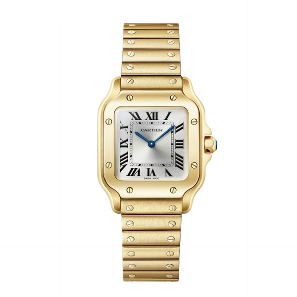Cartier Santos Yellow Gold White Roman Dial