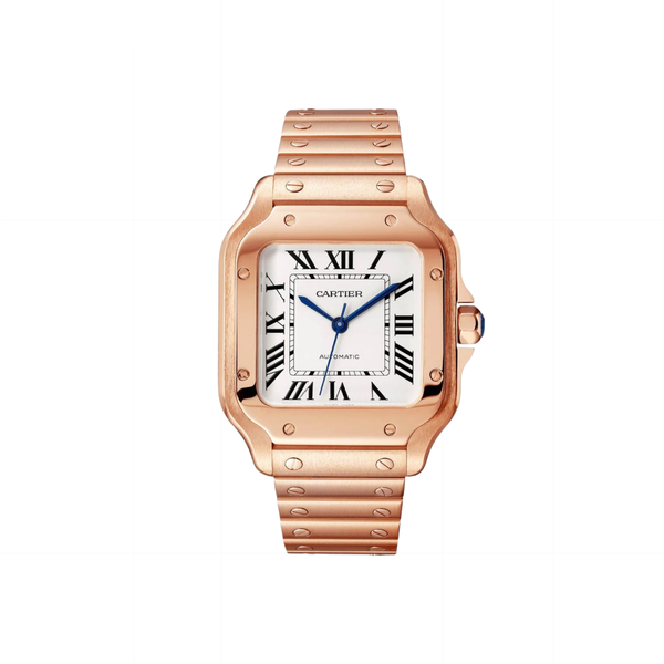 Cartier Santos Rose Gold White Roman Dial