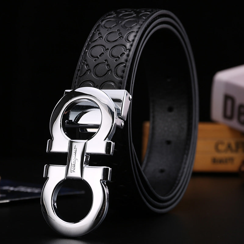 Cross-border business casual men's belt Phila light luxury reversible horseshoe leather smooth casual versatile figure 8 trouser belt