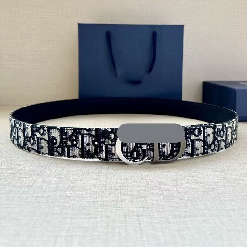 New CD Letter Buckle Genuine Leather Belt Men's Plain Top Layer Cowhide Casual Versatile Trend Business Men's Belt