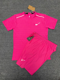 2026 cross-border suit crew neck ice silk short-sleeved T-shirt men's European and American summer sports running fitness shorts high elastic and breathable