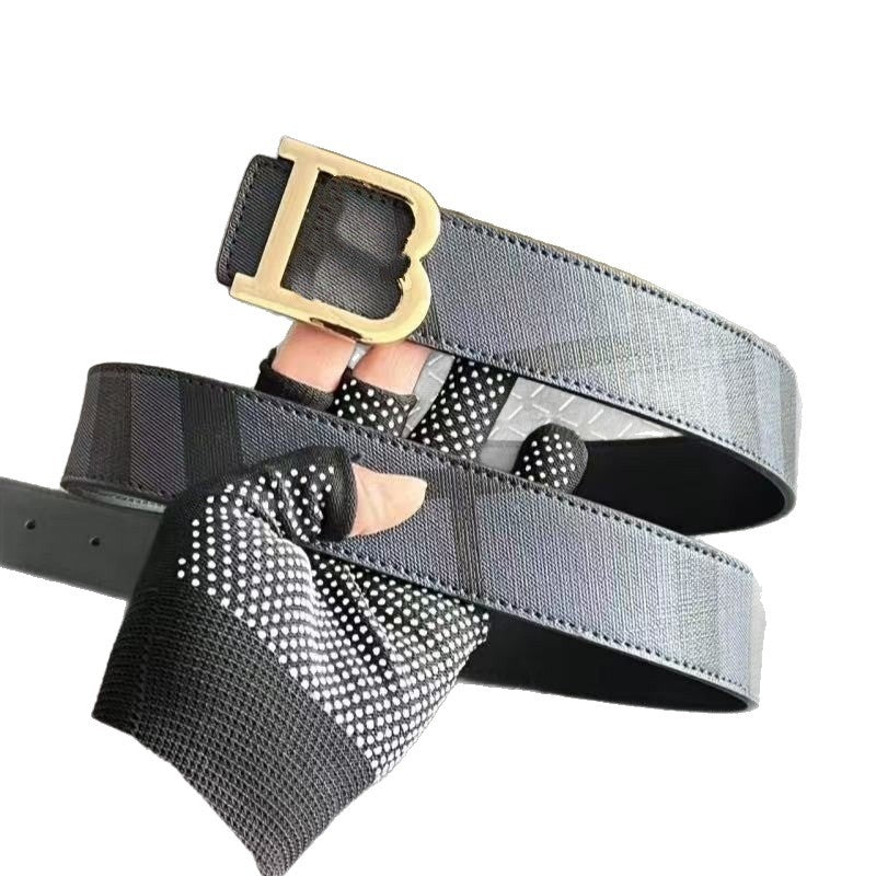 New snap fastener men's belt alloy personality cowhide temperament letter business belt casual and versatile manufacturers wholesale