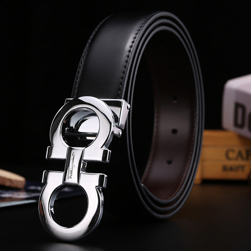 Cross-border business casual men's belt Phila light luxury reversible horseshoe leather smooth casual versatile figure 8 trouser belt