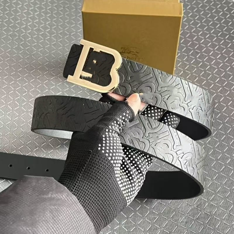 New snap fastener men's belt alloy personality cowhide temperament letter business belt casual and versatile manufacturers wholesale