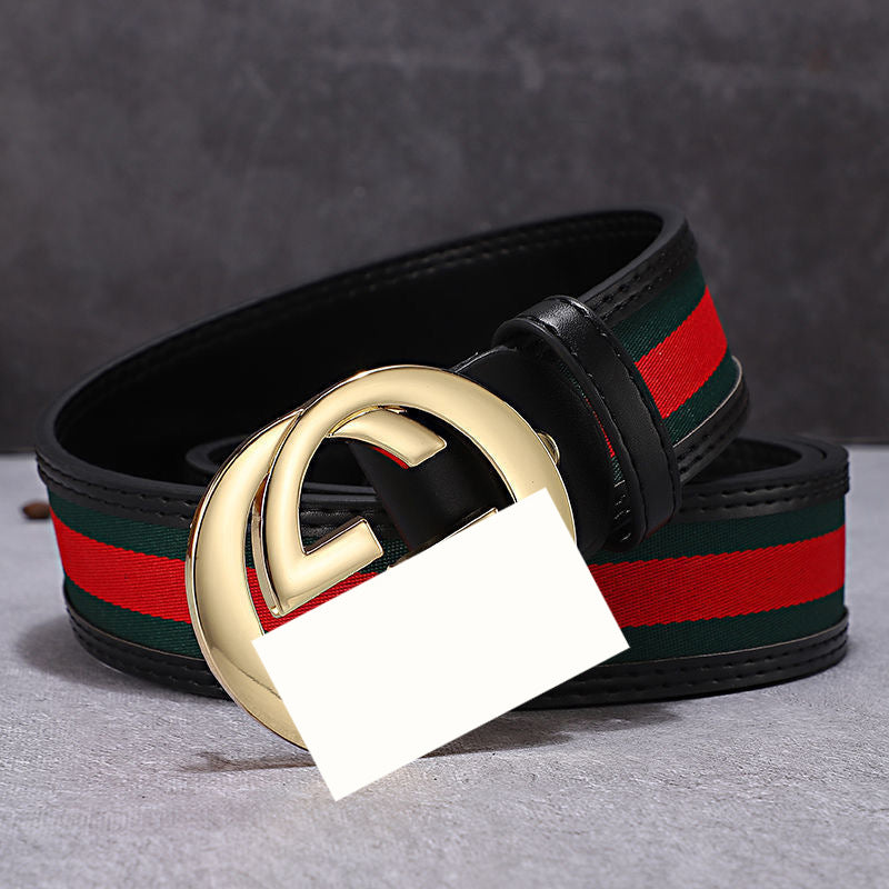 Cross-border explosive double G belt men's smooth buckle leather belt letter fashion trend versatile trouser belt factory direct sales