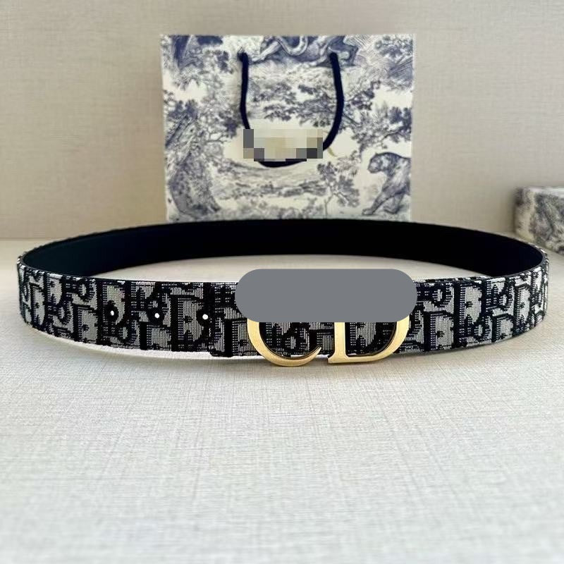New CD Letter Buckle Genuine Leather Belt Men's Plain Top Layer Cowhide Casual Versatile Trend Business Men's Belt