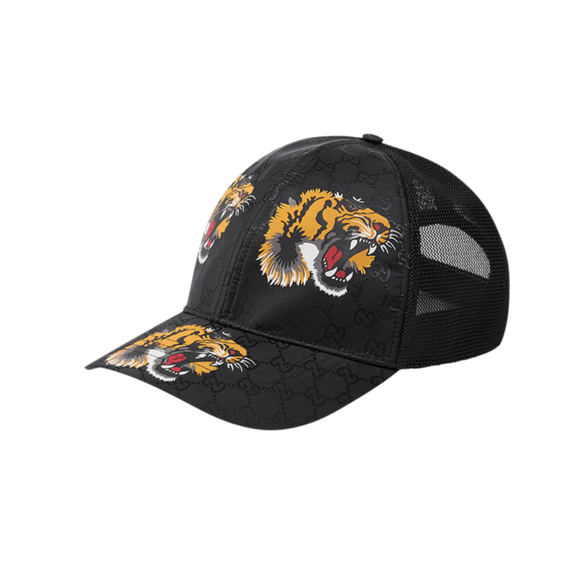 Gucci GG Black Tiger Print Cap