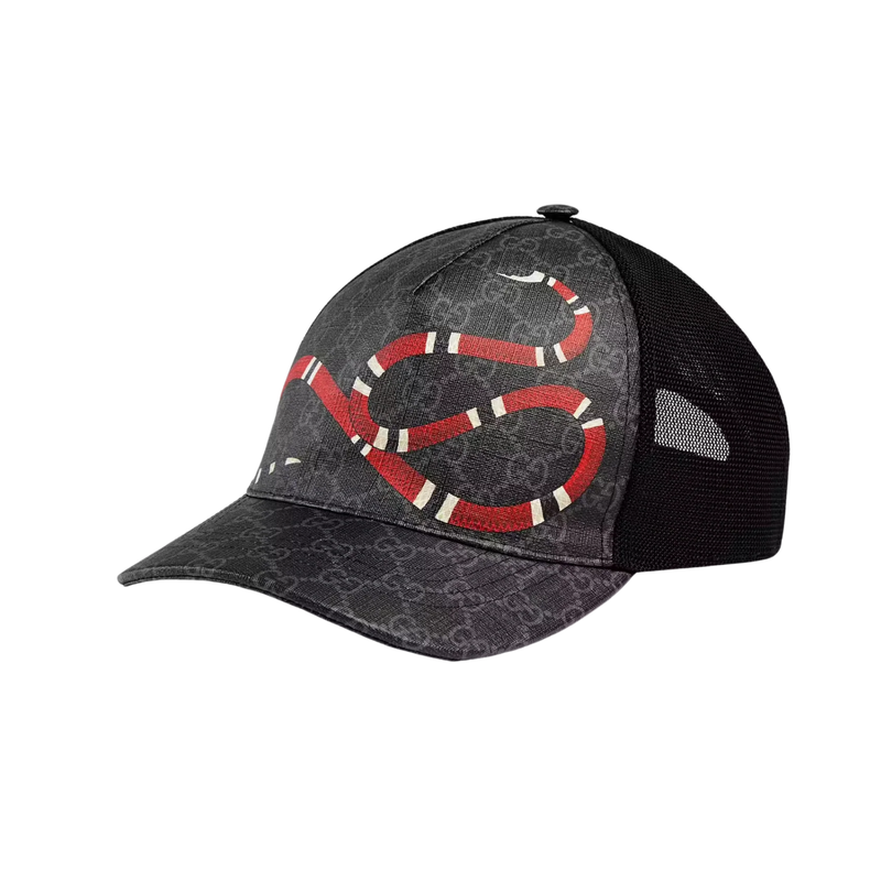 Gucci GG Black Kingsnake Print Cap