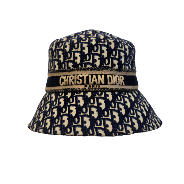 Christian Dior Oblique Navy Beige Bucket Hat